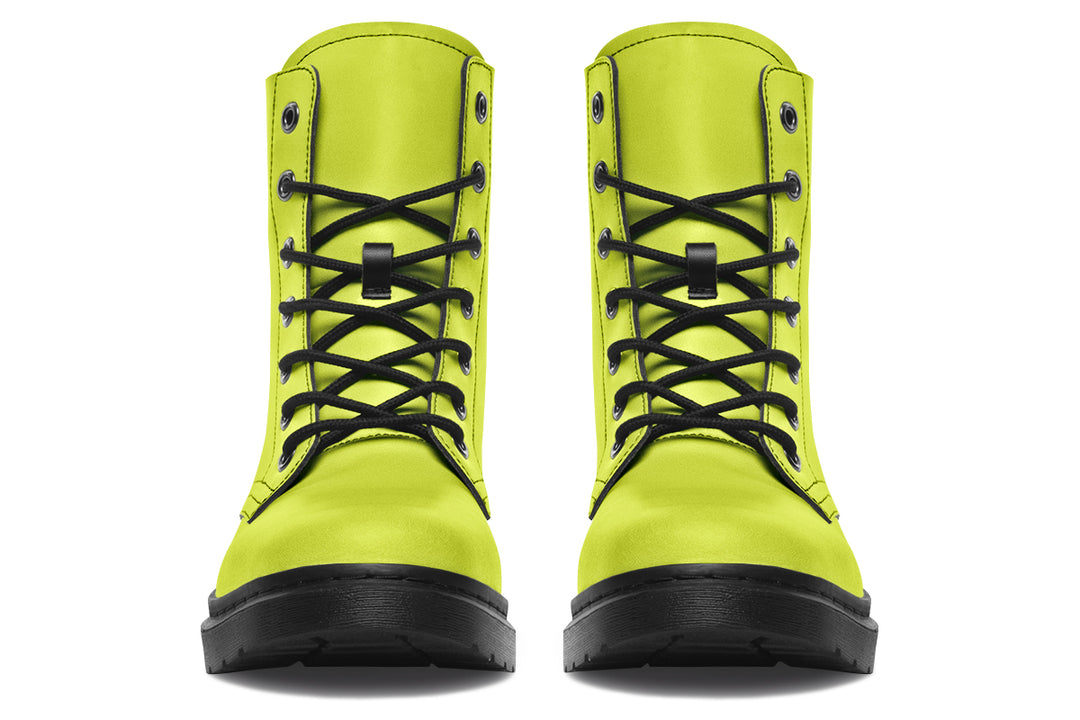 Lime Punch Boots - Vegan Leather Doc-Style Boots with Durable Stitched on Soles