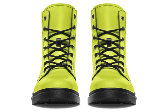 Lime Punch Boots - Vegan Leather Doc-Style Boots with Durable Stitched on Soles