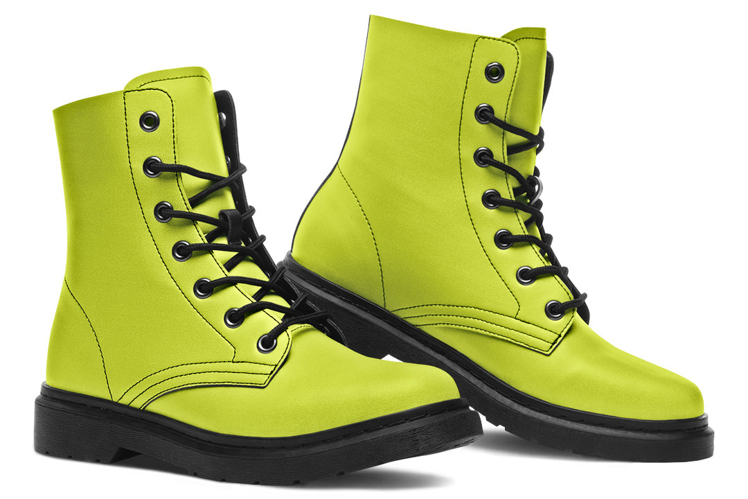 Lime Punch Boots - Vegan Leather Doc-Style Boots with Durable Stitched on Soles