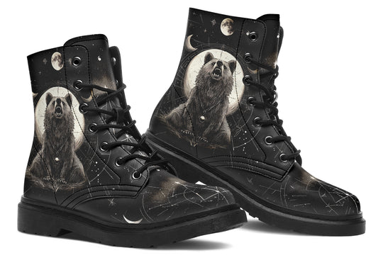 Lunar Bear Boots - Vegan Leather Doc-Style Boots with Durable Stitched on Soles