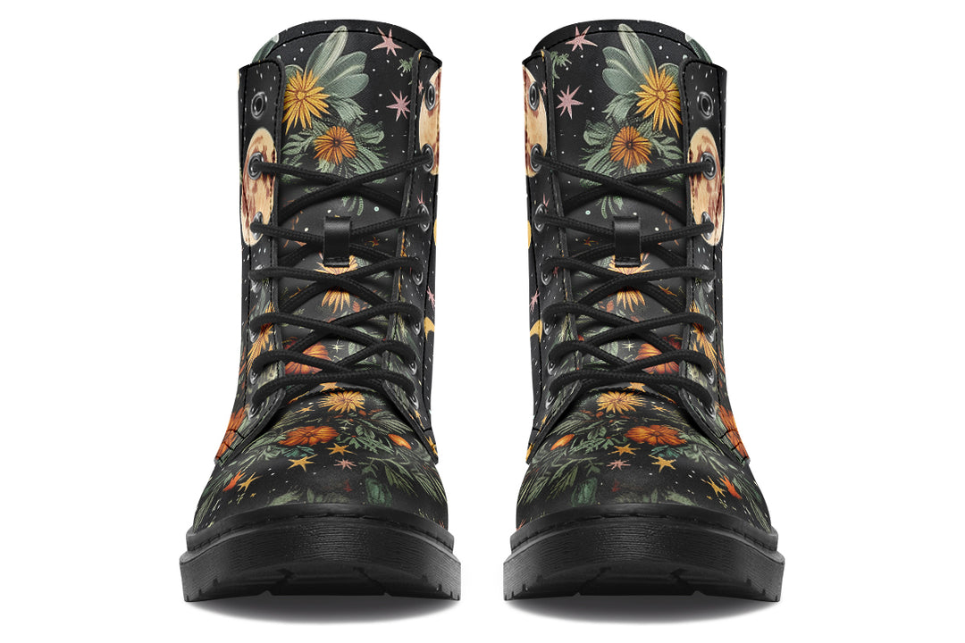 Lunar Meadow Boots - Vegan Leather Doc-Style Boots with Durable Stitched on Soles