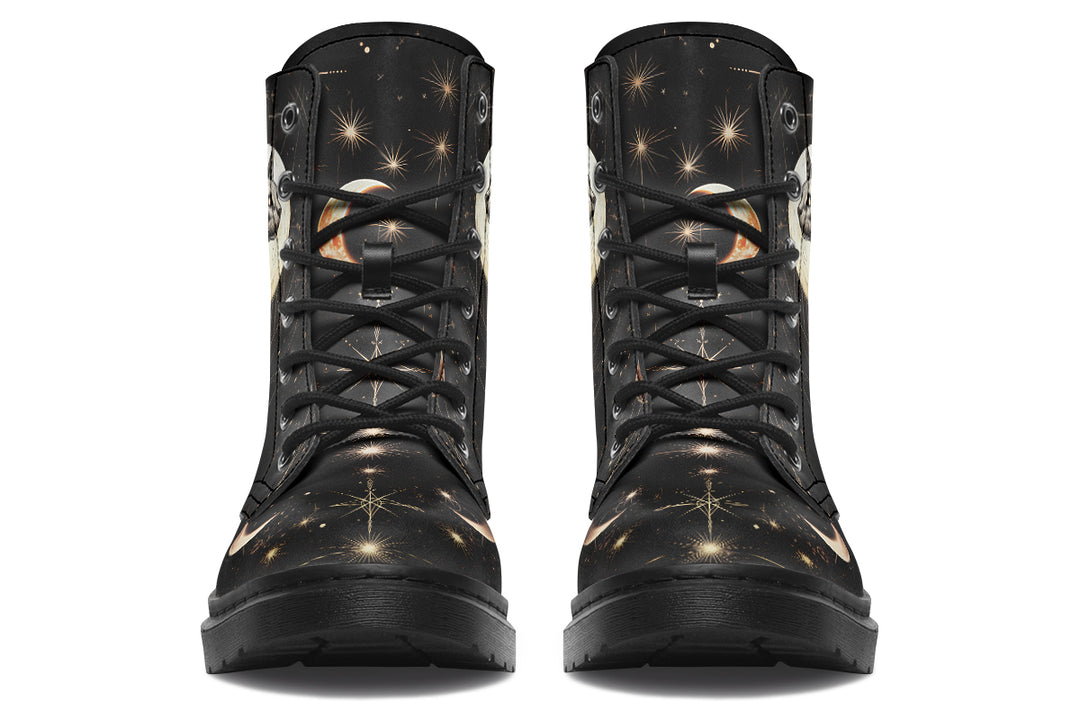 Lunar Sphynx Cat Boots - Vegan Leather Doc-Style Boots with Durable Stitched on Soles