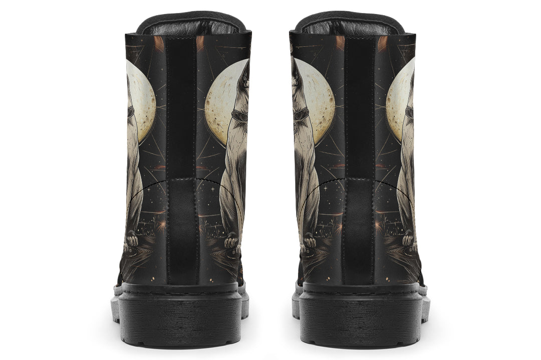 Lunar Sphynx Cat Boots - Vegan Leather Doc-Style Boots with Durable Stitched on Soles