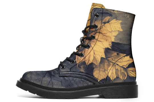 Midnight Maple Boots - Vegan Leather Doc-Style Boots with Durable Stitched on Soles