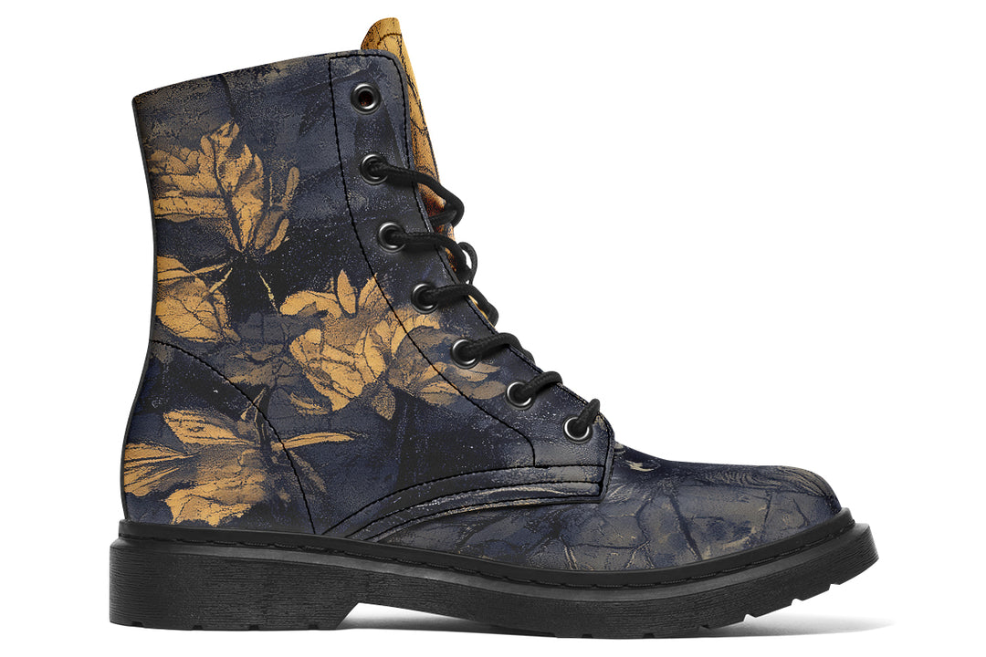 Midnight Maple Boots - Vegan Leather Doc-Style Boots with Durable Stitched on Soles