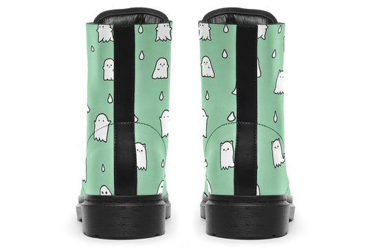 Mint Ghost Party Boots - Vegan Leather Doc-Style Boots with Durable Stitched on Soles