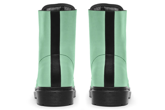 Mint Green Boots - Vegan Leather Doc-Style Boots with Durable Stitched on Soles