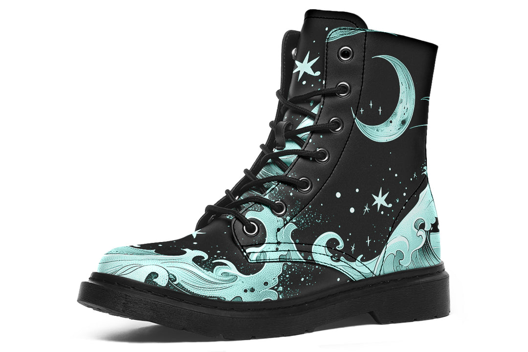 Mint Lunar Tide Boots - Vegan Leather Doc-Style Boots with Durable Stitched on Soles