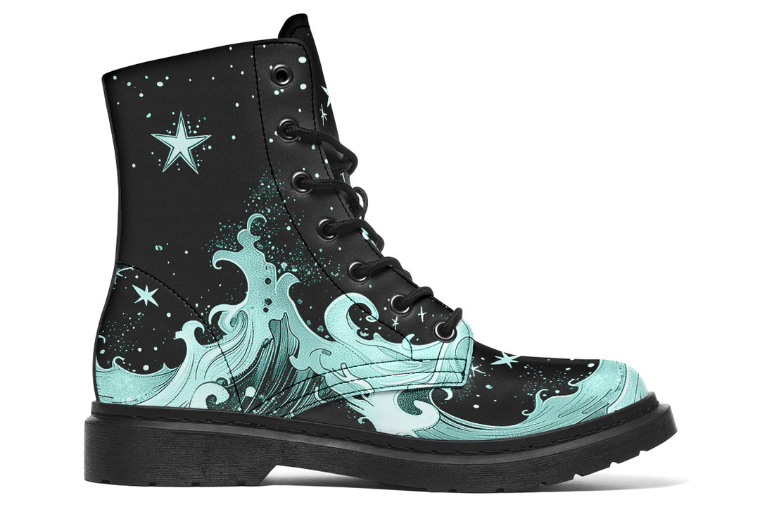 Mint Lunar Tide Boots - Vegan Leather Doc-Style Boots with Durable Stitched on Soles