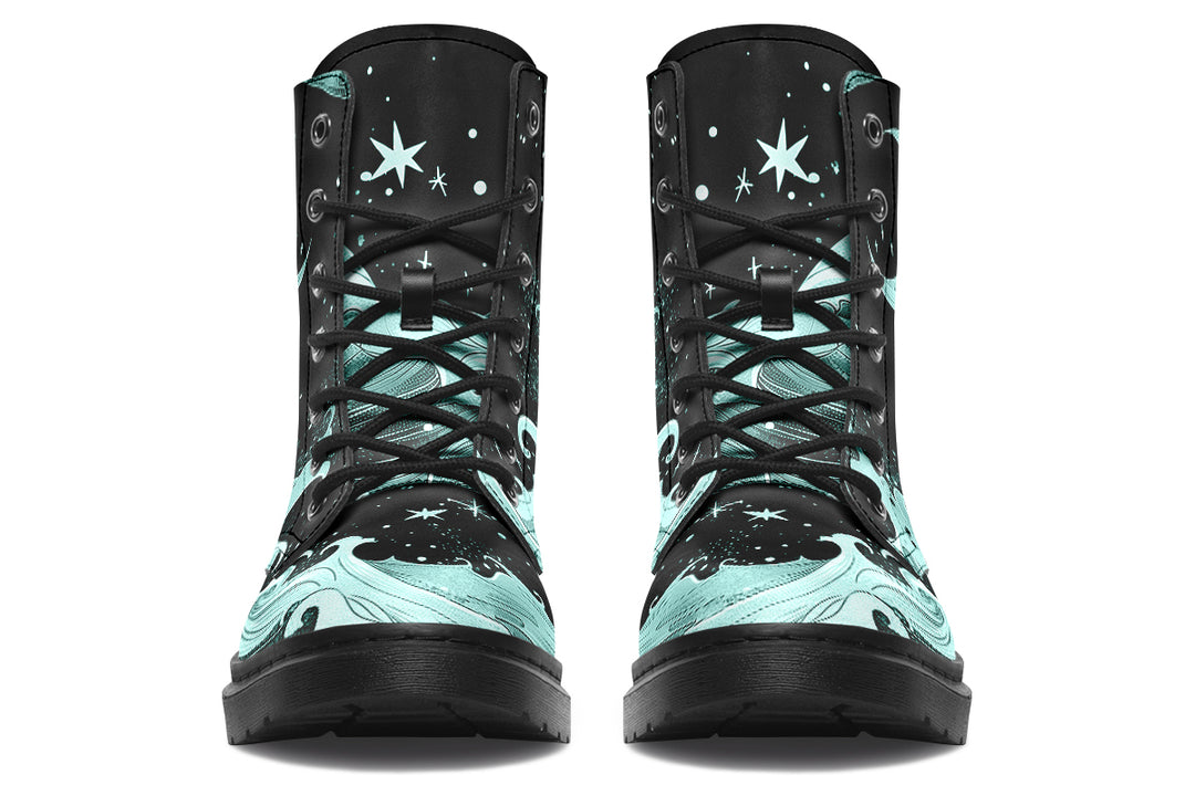 Mint Lunar Tide Boots - Vegan Leather Doc-Style Boots with Durable Stitched on Soles