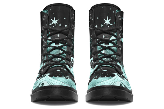 Mint Lunar Tide Boots - Vegan Leather Doc-Style Boots with Durable Stitched on Soles