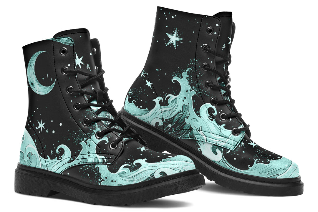 Mint Lunar Tide Boots - Vegan Leather Doc-Style Boots with Durable Stitched on Soles