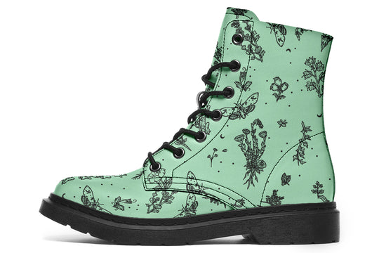 Mint Nightshade Boots - Vegan Leather Doc-Style Boots with Durable Stitched on Soles