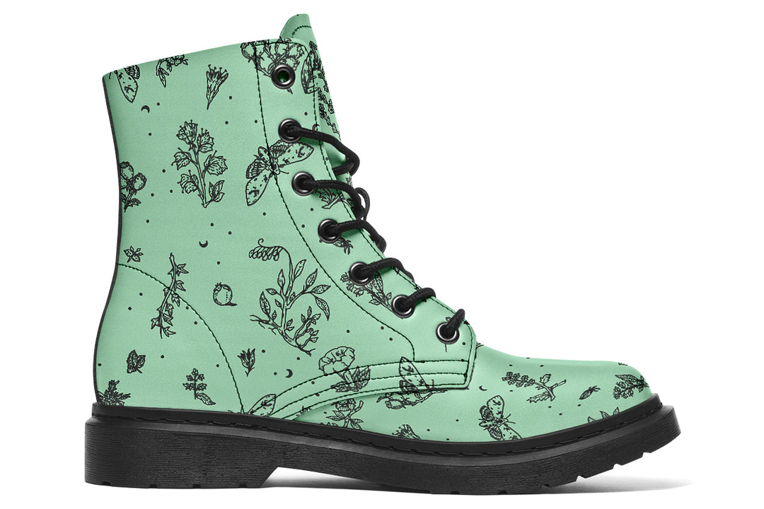 Mint Nightshade Boots - Vegan Leather Doc-Style Boots with Durable Stitched on Soles