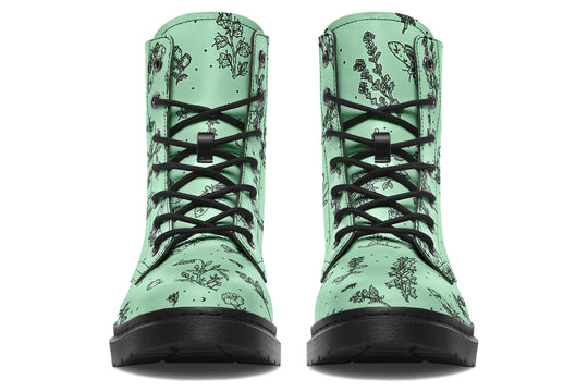 Mint Nightshade Boots - Vegan Leather Doc-Style Boots with Durable Stitched on Soles