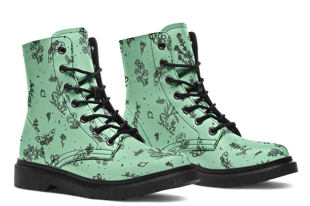 Mint Nightshade Boots - Vegan Leather Doc-Style Boots with Durable Stitched on Soles