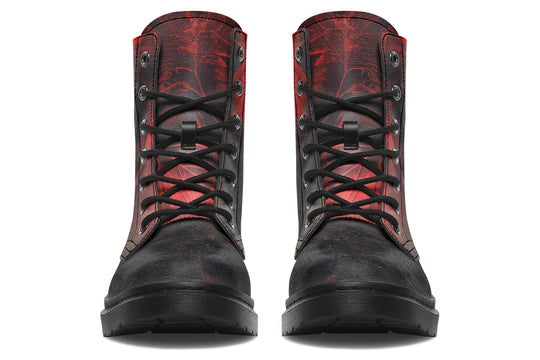 Molten Obsidian Boots - Vegan Leather Doc-Style Boots with Durable Stitched on Soles