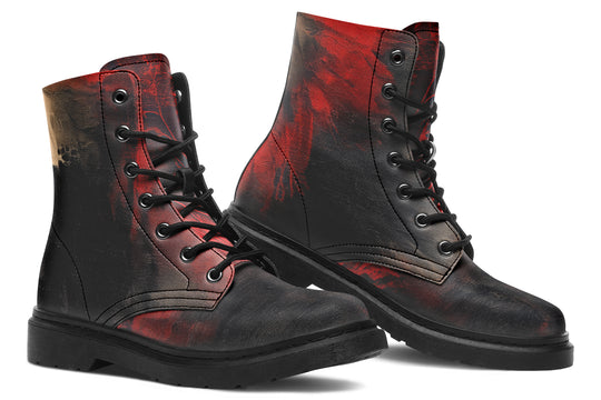 Molten Obsidian Boots - Vegan Leather Doc-Style Boots with Durable Stitched on Soles