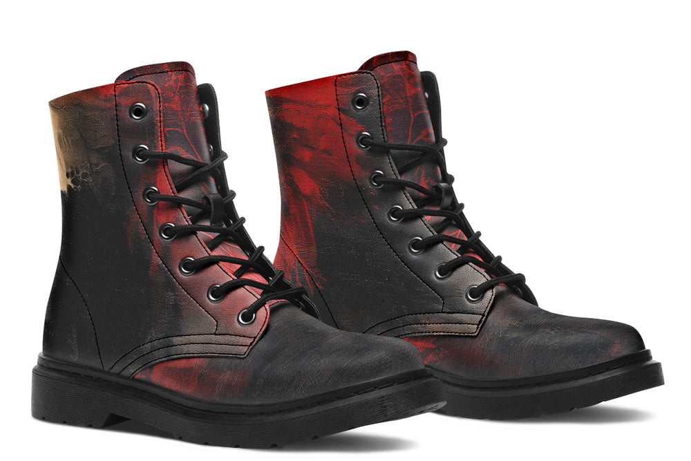 Molten Obsidian Boots - Vegan Leather Doc-Style Boots with Durable Stitched on Soles