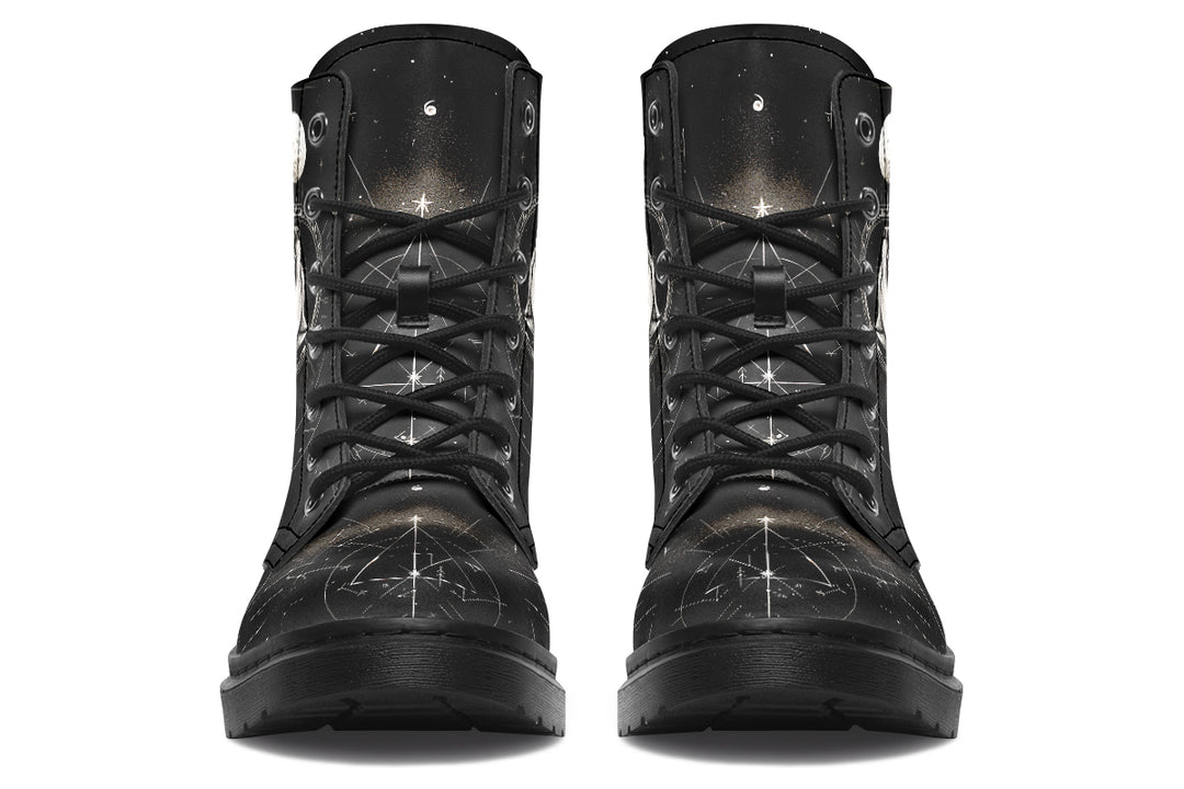 Moonbound Wolf Boots - Vegan Leather Doc-Style Boots with Durable Stitched on Soles