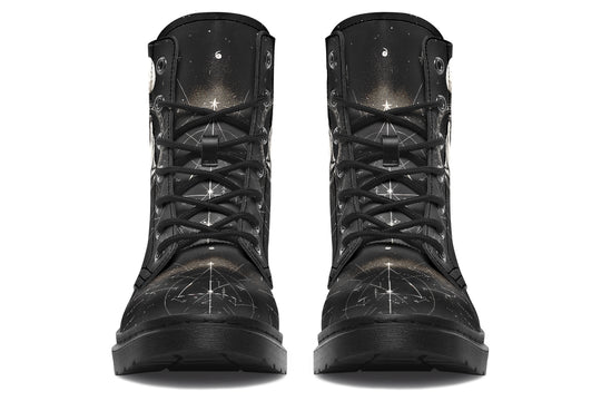 Moonbound Wolf Boots - Vegan Leather Doc-Style Boots with Durable Stitched on Soles