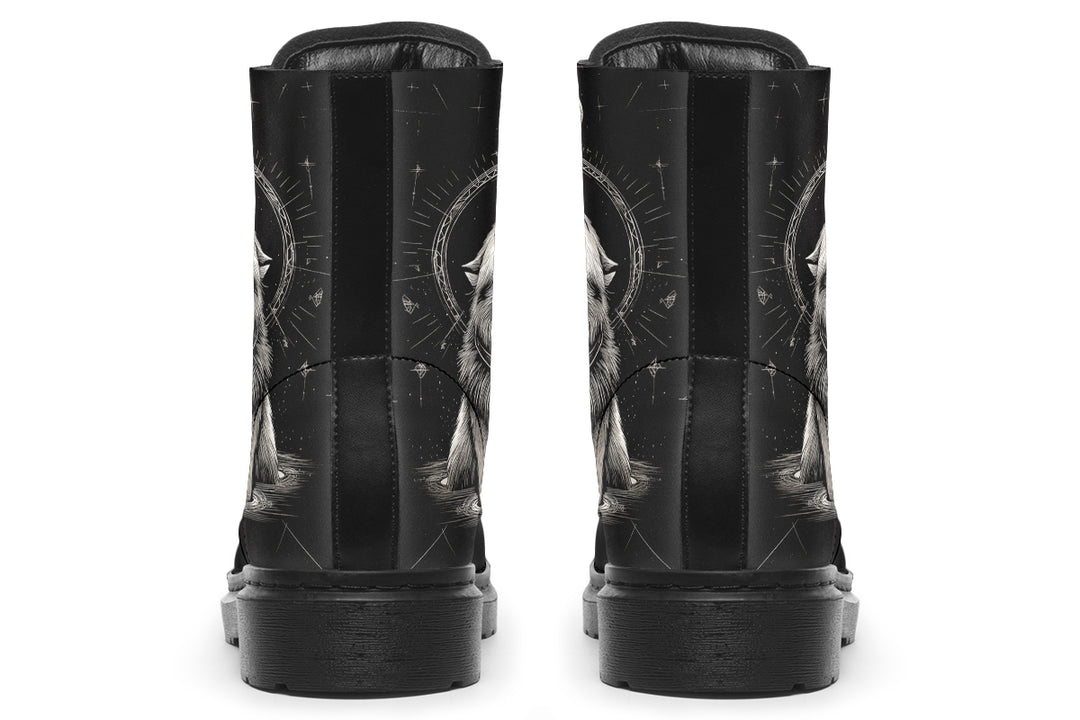 Moonbound Wolf Boots - Vegan Leather Doc-Style Boots with Durable Stitched on Soles