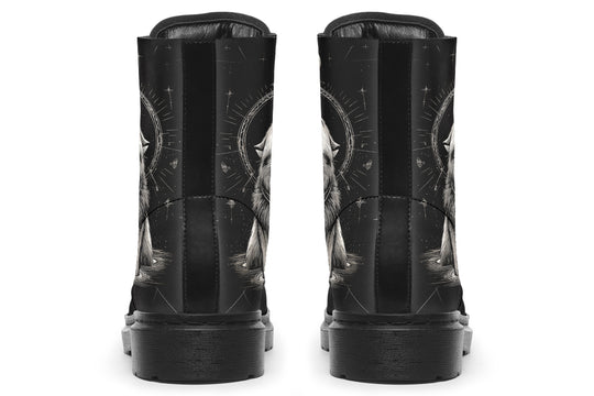 Moonbound Wolf Boots - Vegan Leather Doc-Style Boots with Durable Stitched on Soles