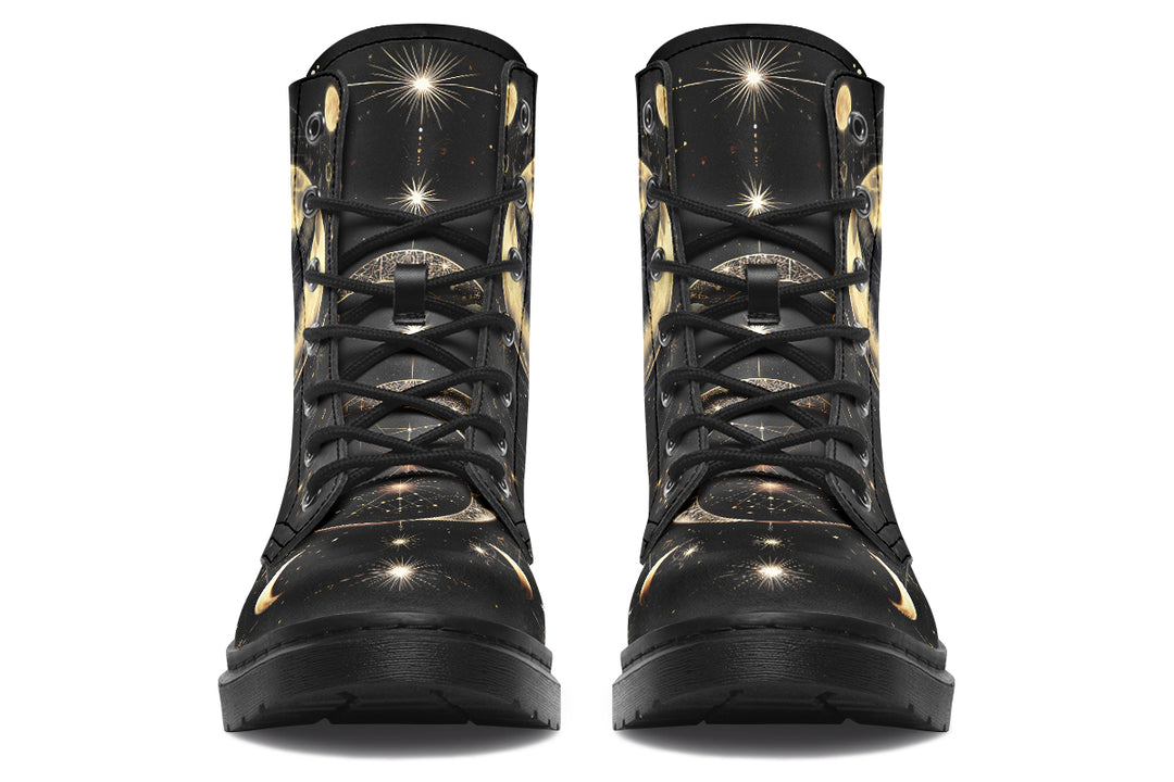 Mystic Cat Boots - Vegan Leather Doc-Style Boots with Durable Stitched on Soles