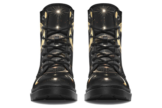 Mystic Cat Boots - Vegan Leather Doc-Style Boots with Durable Stitched on Soles