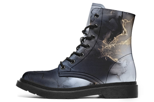 Obsidian Vein Boots - Vegan Leather Doc-Style Boots with Durable Stitched on Soles