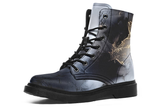 Obsidian Vein Boots - Vegan Leather Doc-Style Boots with Durable Stitched on Soles