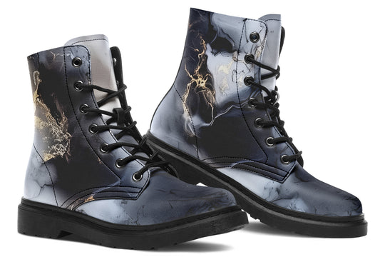 Obsidian Vein Boots - Vegan Leather Doc-Style Boots with Durable Stitched on Soles