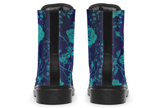 Ocean Rose Romance Boots - Vegan Leather Doc-Style Boots with Durable Stitched on Soles