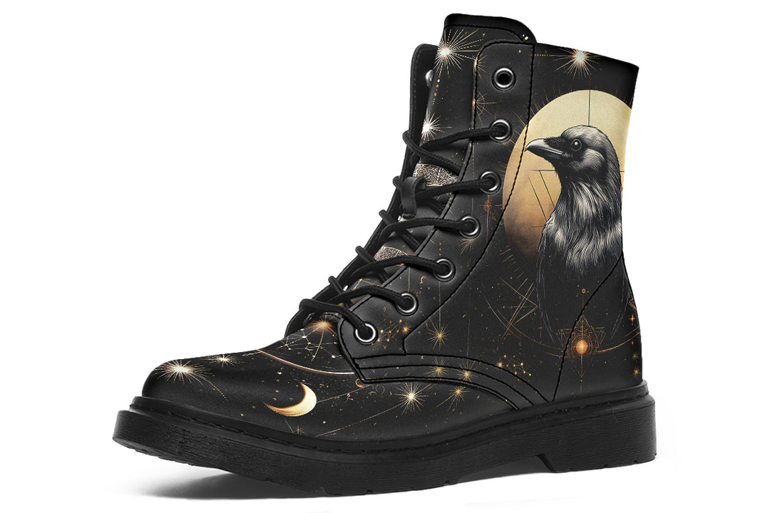 Omen Raven Boots - Vegan Leather Doc-Style Boots with Durable Stitched on Soles