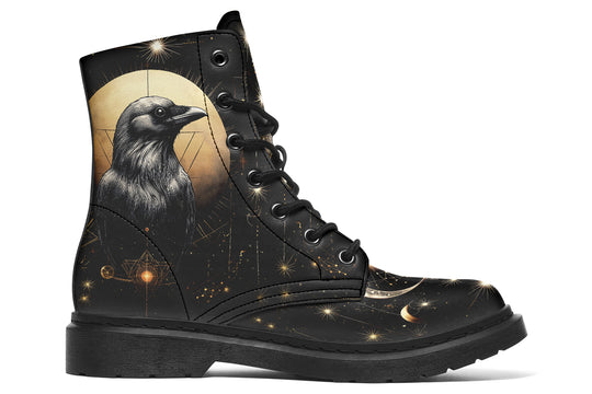 Omen Raven Boots - Vegan Leather Doc-Style Boots with Durable Stitched on Soles