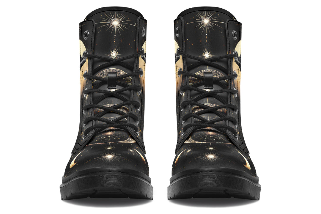 Omen Raven Boots - Vegan Leather Doc-Style Boots with Durable Stitched on Soles