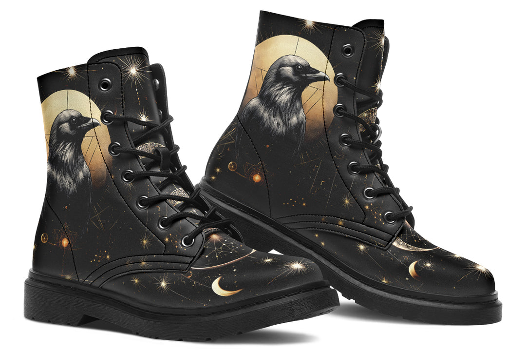 Omen Raven Boots - Vegan Leather Doc-Style Boots with Durable Stitched on Soles