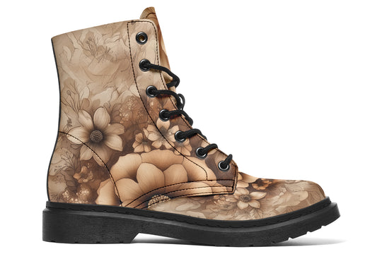 Owlsoul Mandala Boots - Vegan Leather Doc-Style Boots with Durable Stitched on Soles