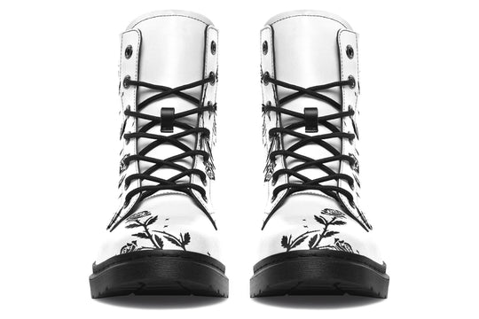 Pale Black Widow Boots - Vegan Leather Doc-Style Boots with Durable Stitched on Soles