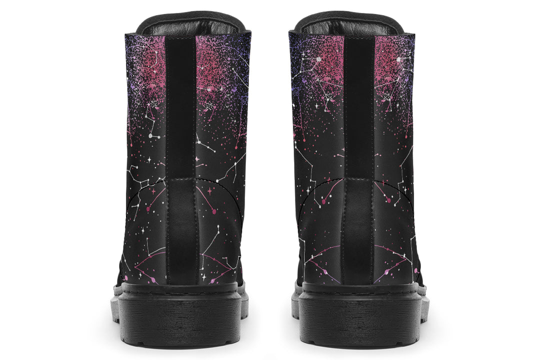 Pink Aurora Boots - Vegan Leather Doc-Style Boots with Durable Stitched on Soles