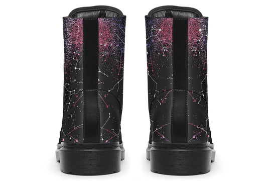 Pink Aurora Boots - Vegan Leather Doc-Style Boots with Durable Stitched on Soles