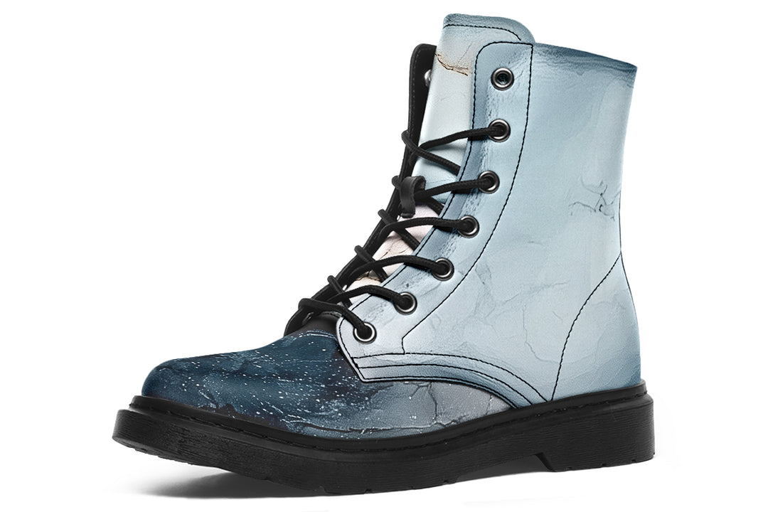 Polar Marble Boots - Vegan Leather Doc-Style Boots with Durable Stitched on Soles