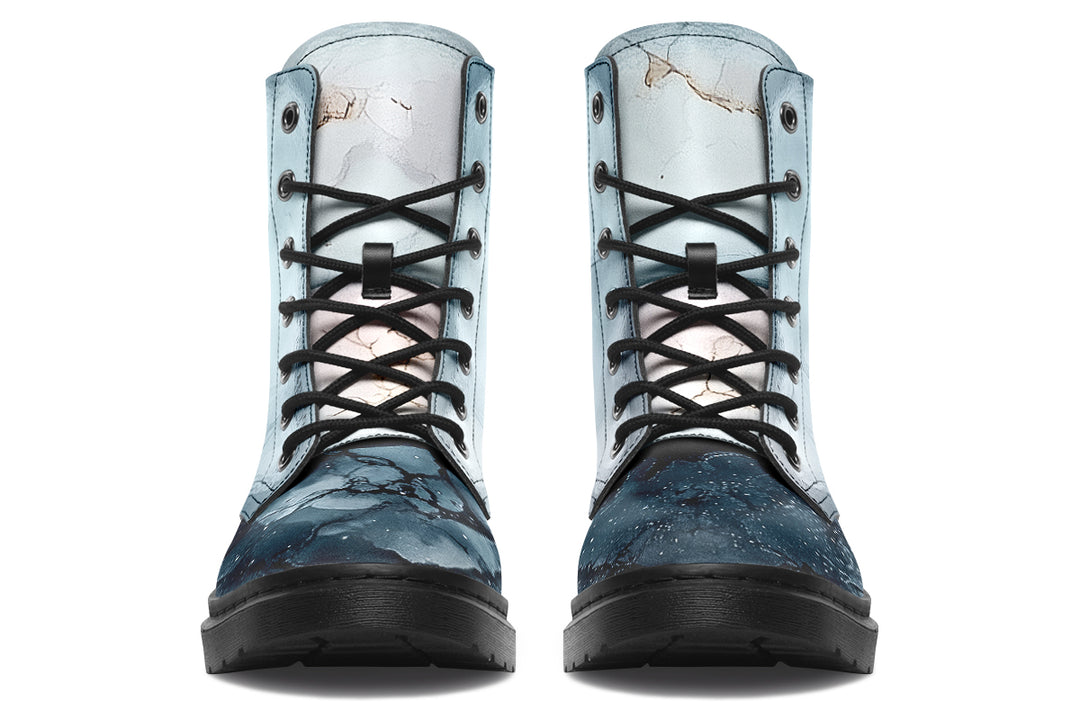 Polar Marble Boots - Vegan Leather Doc-Style Boots with Durable Stitched on Soles