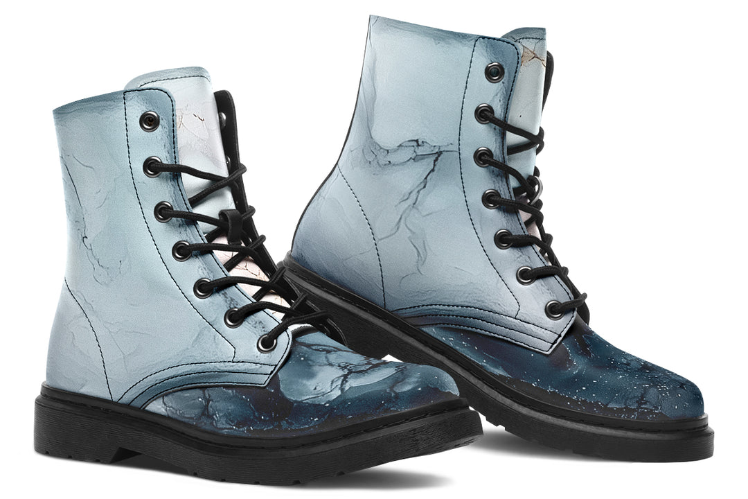 Polar Marble Boots - Vegan Leather Doc-Style Boots with Durable Stitched on Soles