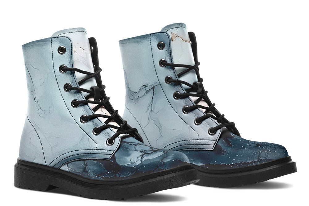 Polar Marble Boots - Vegan Leather Doc-Style Boots with Durable Stitched on Soles