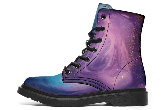 Prismatic Currents Boots - Vegan Leather Doc-Style Boots with Durable Stitched on Soles