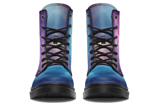 Prismatic Currents Boots - Vegan Leather Doc-Style Boots with Durable Stitched on Soles