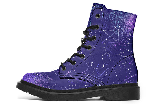 Purple Aurora Boots - Vegan Leather Doc-Style Boots with Durable Stitched on Soles