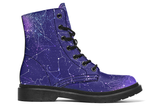 Purple Aurora Boots - Vegan Leather Doc-Style Boots with Durable Stitched on Soles