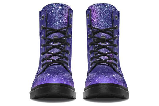 Purple Aurora Boots - Vegan Leather Doc-Style Boots with Durable Stitched on Soles